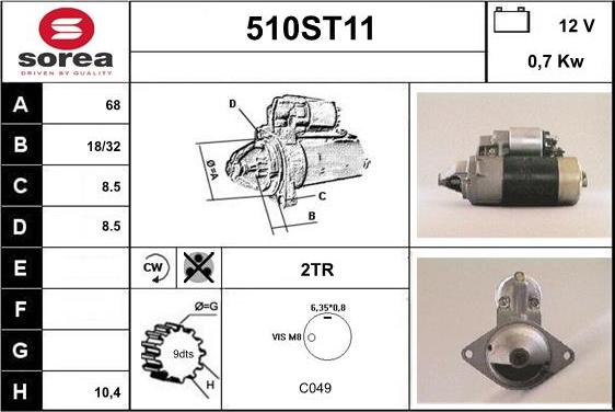 STARTCAR 510ST11 - Стартер www.autospares.lv