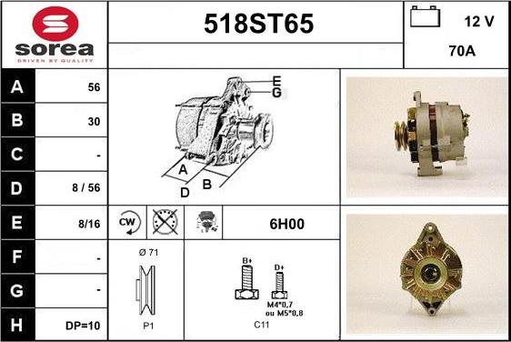 STARTCAR 518ST65 - Alternator www.autospares.lv