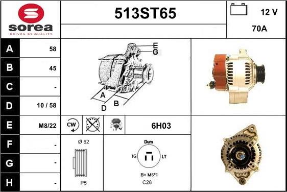 STARTCAR 513ST65 - Alternator www.autospares.lv