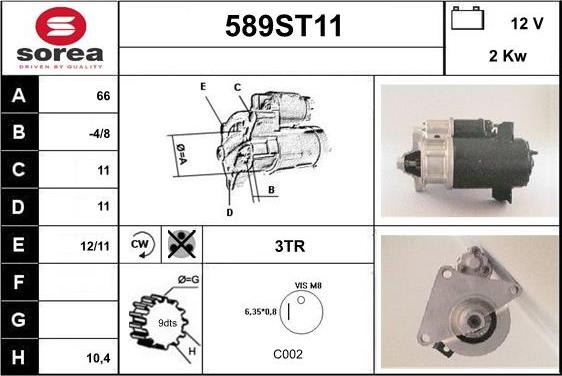 STARTCAR 589ST11 - Стартер www.autospares.lv