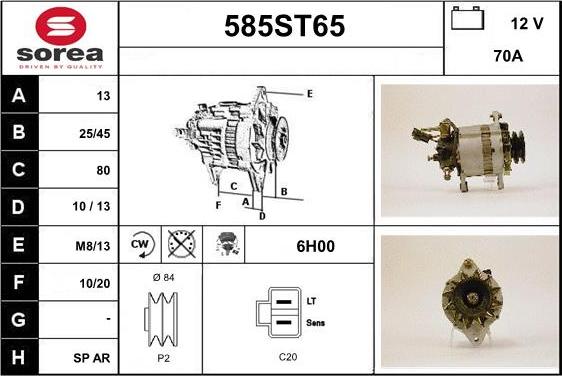 STARTCAR 585ST65 - Alternator www.autospares.lv