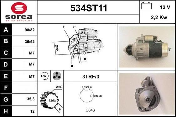 STARTCAR 534ST11 - Starter www.autospares.lv