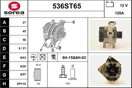 STARTCAR 536ST65 - Alternator www.autospares.lv