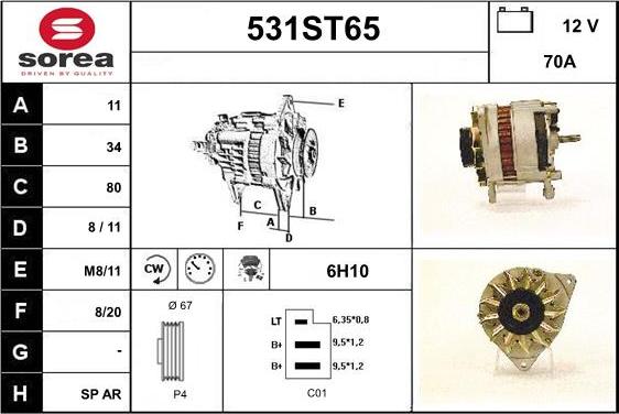 STARTCAR 531ST65 - Генератор www.autospares.lv