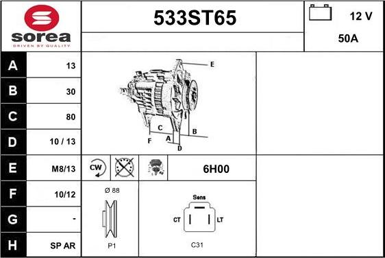 STARTCAR 533ST65 - Ģenerators autospares.lv