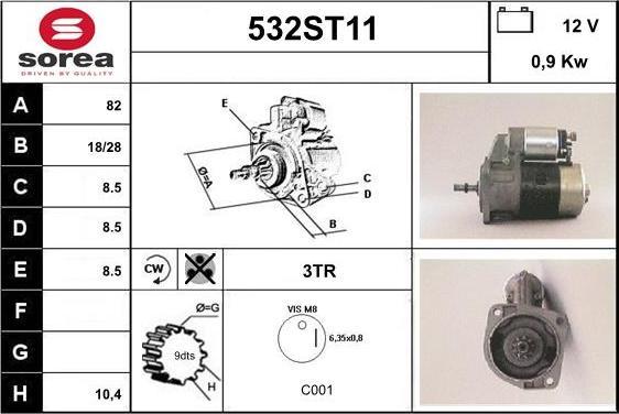 STARTCAR 532ST11 - Стартер www.autospares.lv