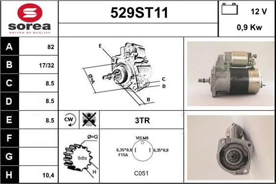 STARTCAR 529ST11 - Starteris autospares.lv