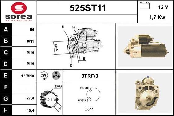 STARTCAR 525ST11 - Starteris autospares.lv