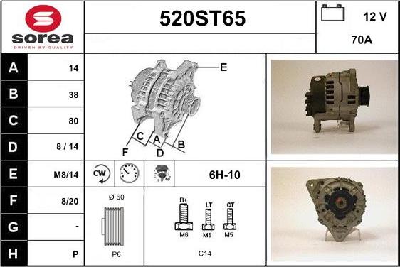 STARTCAR 520ST65 - Генератор www.autospares.lv