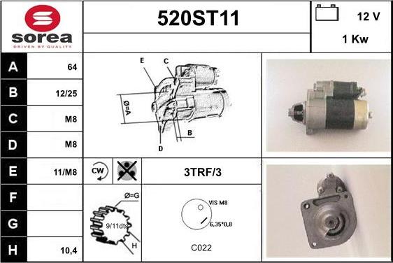 STARTCAR 520ST11 - Starteris autospares.lv