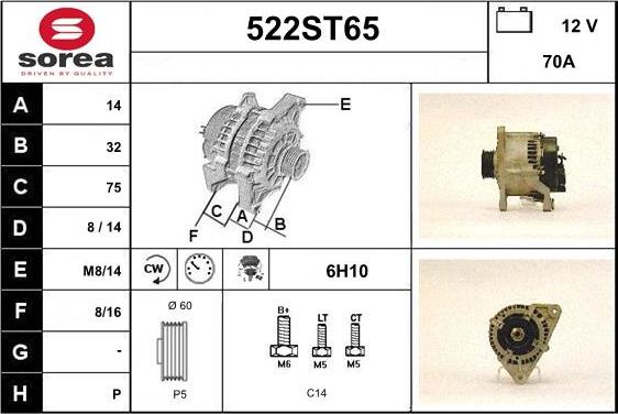 STARTCAR 522ST65 - Ģenerators autospares.lv