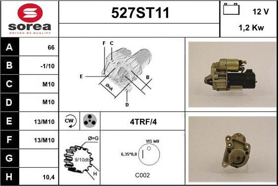 STARTCAR 527ST11 - Starteris autospares.lv