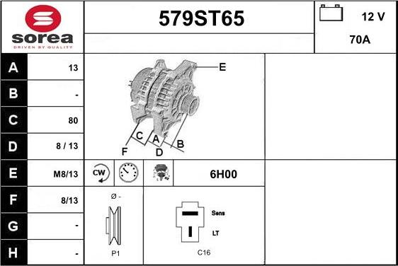 STARTCAR 579ST65 - Генератор www.autospares.lv