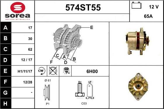 STARTCAR 574ST55 - Ģenerators www.autospares.lv