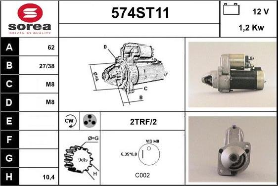 STARTCAR 574ST11 - Starteris www.autospares.lv