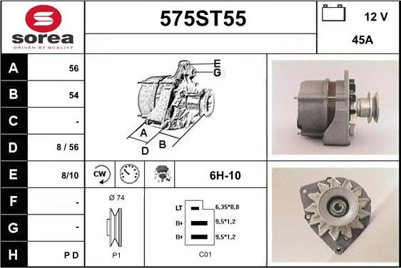 STARTCAR 575ST55 - Alternator www.autospares.lv