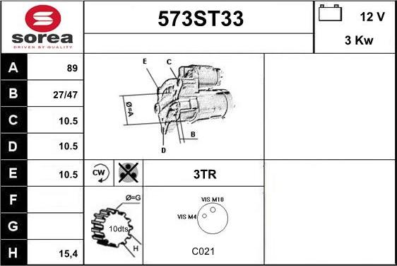 STARTCAR 573ST33 - Starteris www.autospares.lv