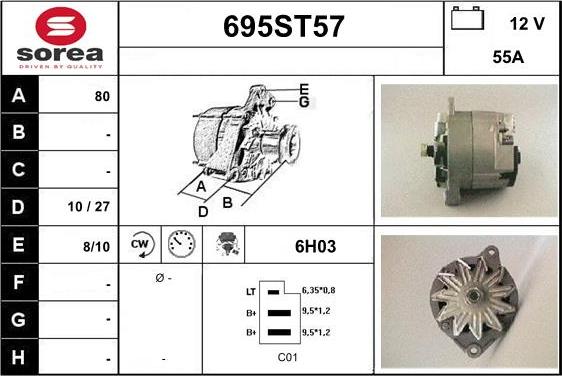 STARTCAR 695ST57 - Ģenerators autospares.lv