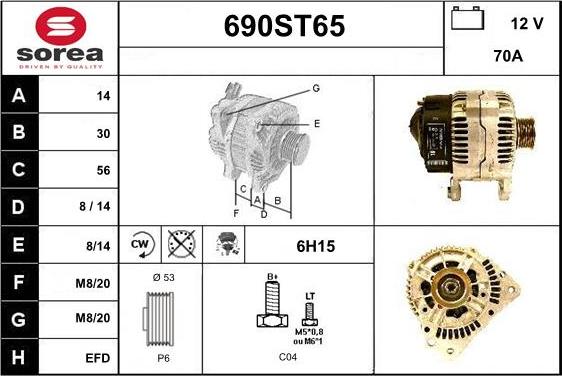 STARTCAR 690ST65 - Ģenerators autospares.lv