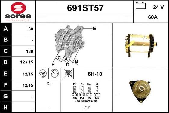 STARTCAR 691ST57 - Генератор www.autospares.lv