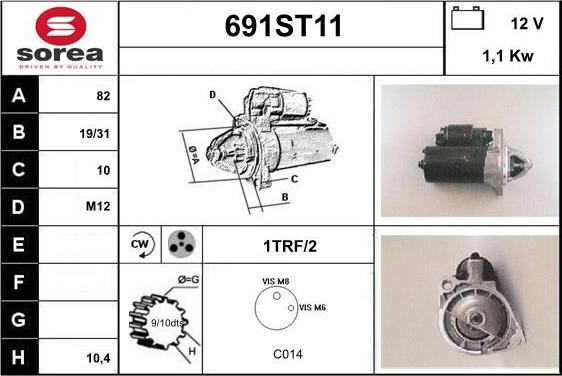 STARTCAR 691ST11 - Starter www.autospares.lv