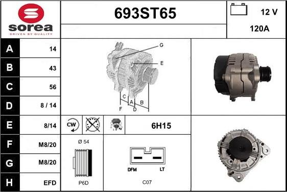 STARTCAR 693ST65 - Генератор www.autospares.lv