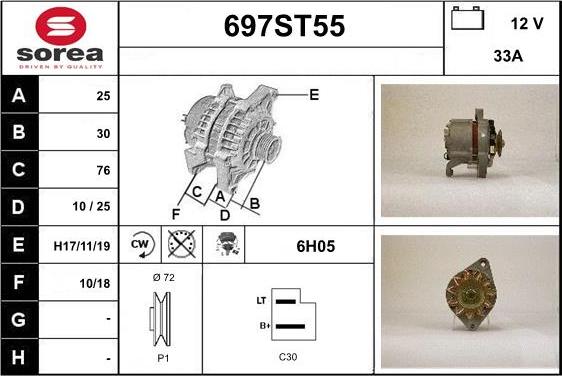 STARTCAR 697ST55 - Ģenerators autospares.lv