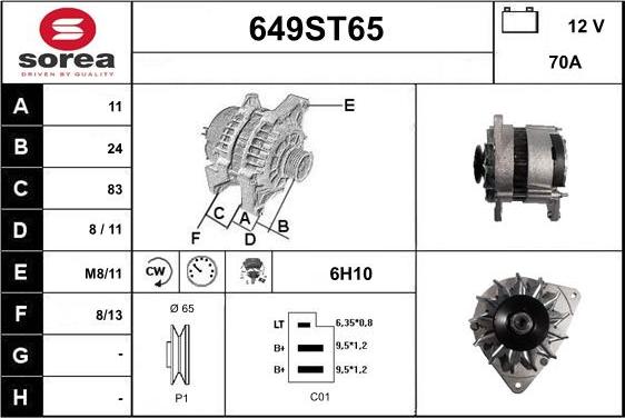 STARTCAR 649ST65 - Генератор www.autospares.lv