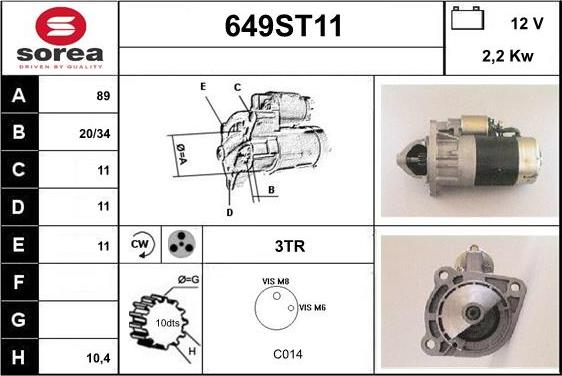 STARTCAR 649ST11 - Starteris autospares.lv