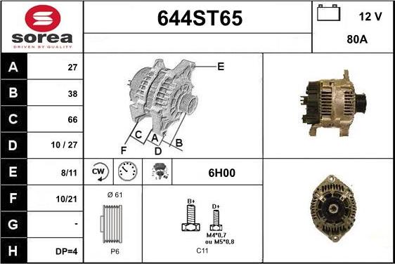 STARTCAR 644ST65 - Ģenerators www.autospares.lv