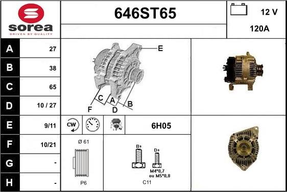 STARTCAR 646ST65 - Alternator www.autospares.lv