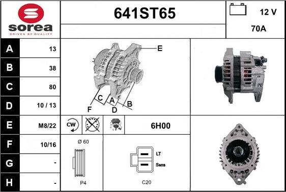 STARTCAR 641ST65 - Alternator www.autospares.lv