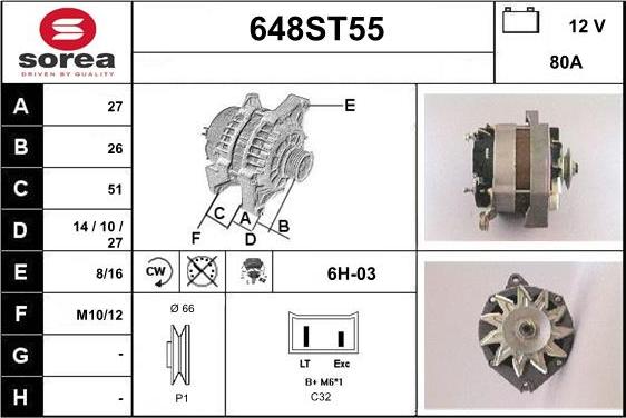 STARTCAR 648ST55 - Ģenerators www.autospares.lv