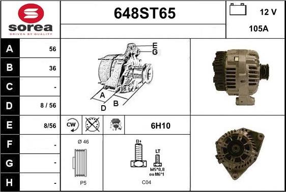 STARTCAR 648ST65 - Alternator www.autospares.lv