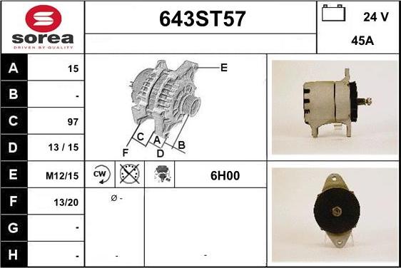 STARTCAR 643ST57 - Ģenerators autospares.lv