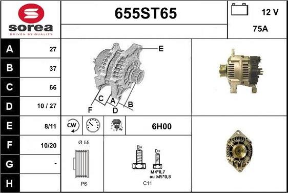 STARTCAR 655ST65 - Ģenerators autospares.lv