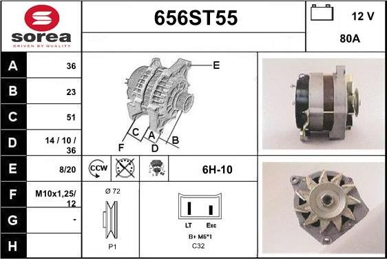 STARTCAR 656ST55 - Alternator www.autospares.lv