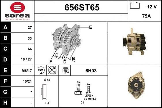 STARTCAR 656ST65 - Ģenerators www.autospares.lv