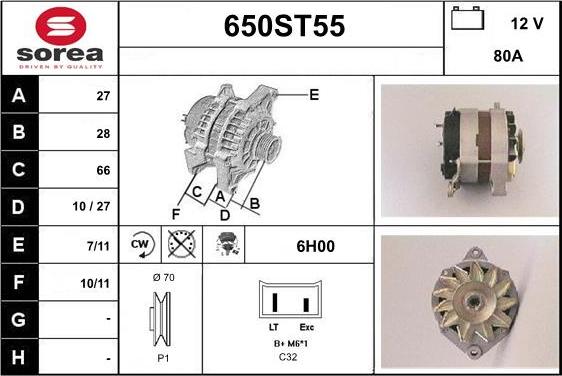 STARTCAR 650ST55 - Ģenerators autospares.lv