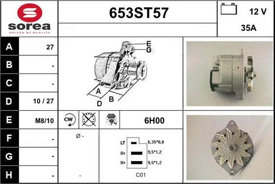 STARTCAR 653ST57 - Alternator www.autospares.lv