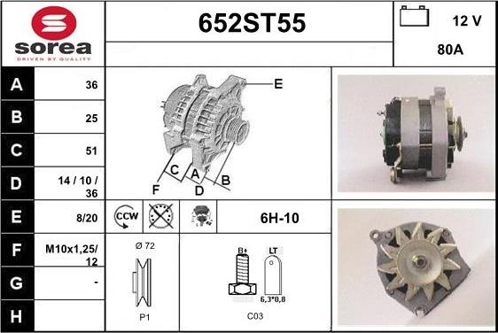 STARTCAR 652ST55 - Генератор www.autospares.lv