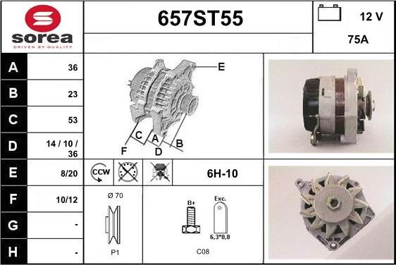 STARTCAR 657ST55 - Генератор www.autospares.lv