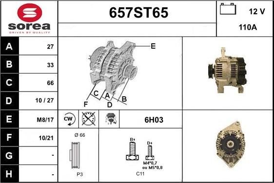 STARTCAR 657ST65 - Ģenerators autospares.lv