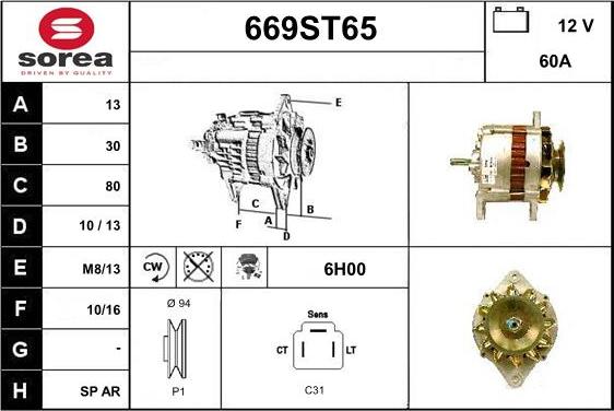 STARTCAR 669ST65 - Ģenerators www.autospares.lv