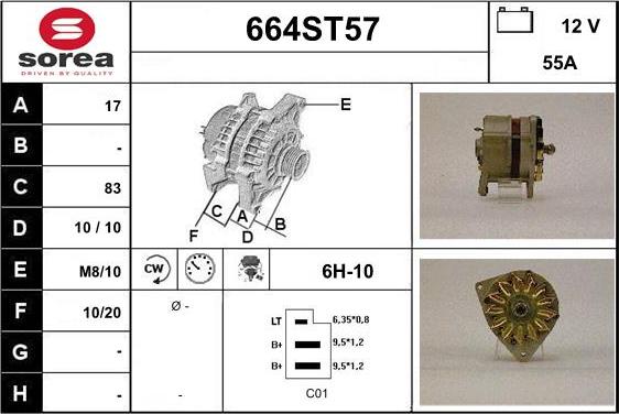 STARTCAR 664ST57 - Генератор www.autospares.lv