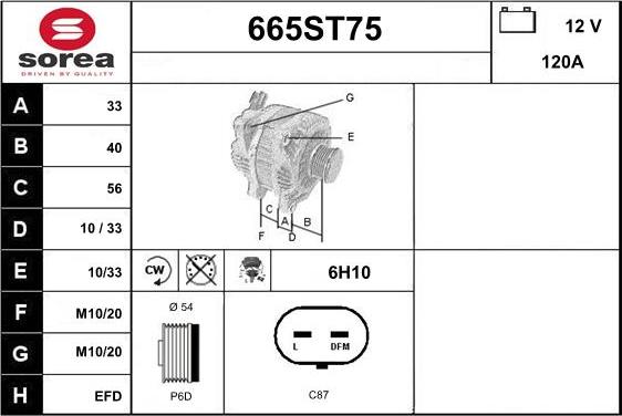 STARTCAR 665ST75 - Ģenerators autospares.lv