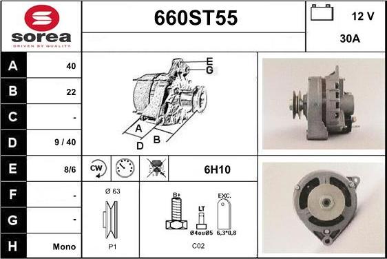 STARTCAR 660ST55 - Alternator www.autospares.lv