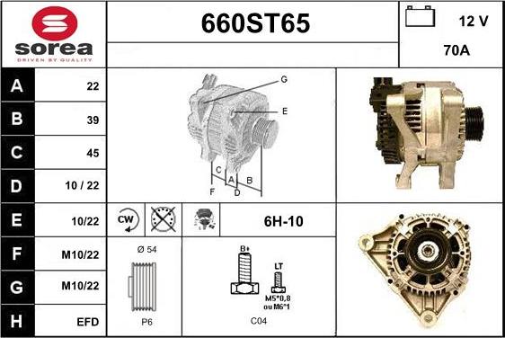 STARTCAR 660ST65 - Alternator www.autospares.lv