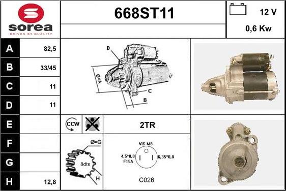 STARTCAR 668ST11 - Starteris autospares.lv