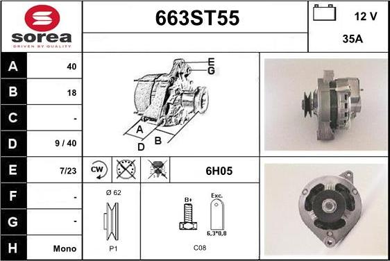 STARTCAR 663ST55 - Ģenerators autospares.lv